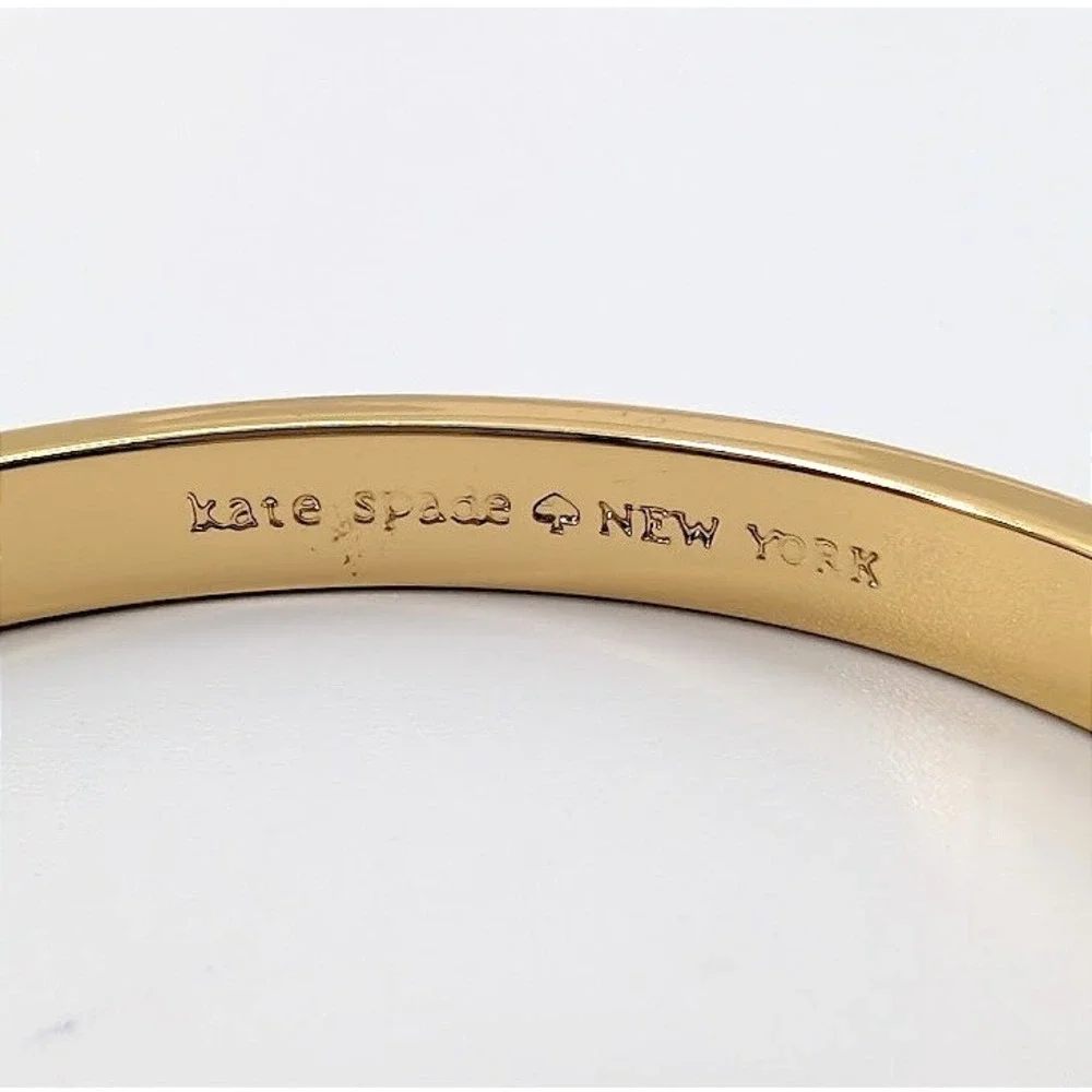 Kate Spade New York Pink Bow Bangle Bracelet Gold Tone 8" - Picture 3 of 11